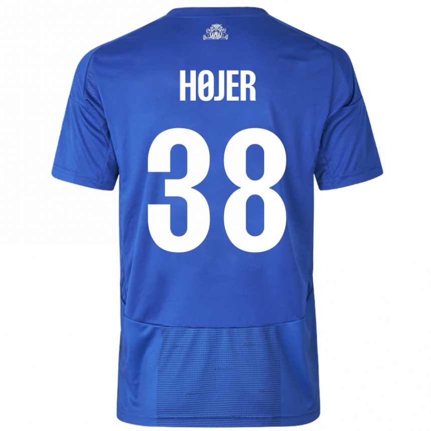 Niño Fútbol Camiseta Oliver Højer #38 Blanco Azul 2ª Equipación 2024/25