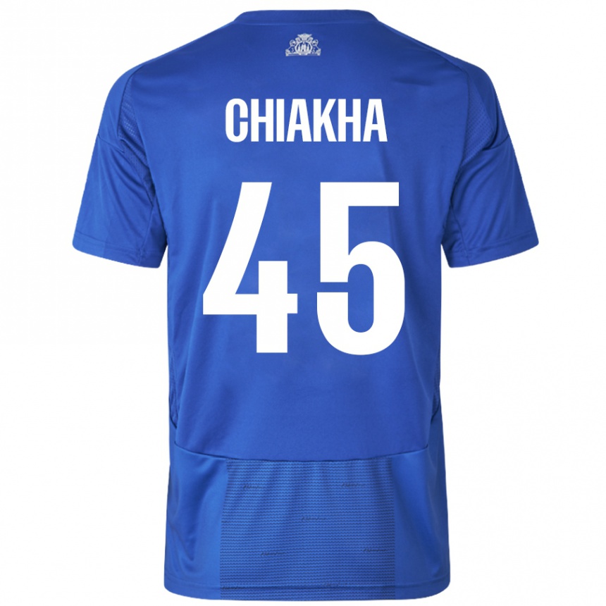 Niño Fútbol Camiseta Amin Chiakha #45 Blanco Azul 2ª Equipación 2024/25