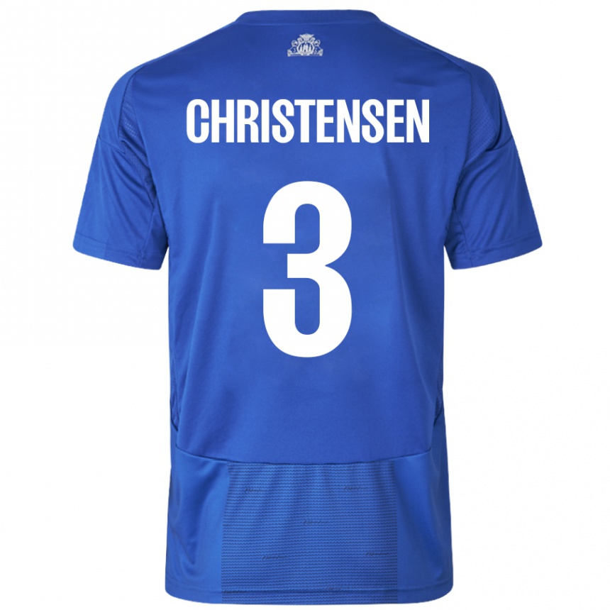 Niño Fútbol Camiseta Sebastian Christensen #3 Blanco Azul 2ª Equipación 2024/25