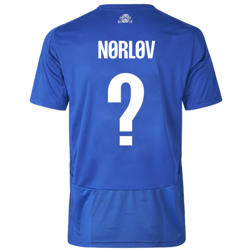 Niño Fútbol Camiseta William Nørløv #0 Blanco Azul 2ª Equipación 2024/25