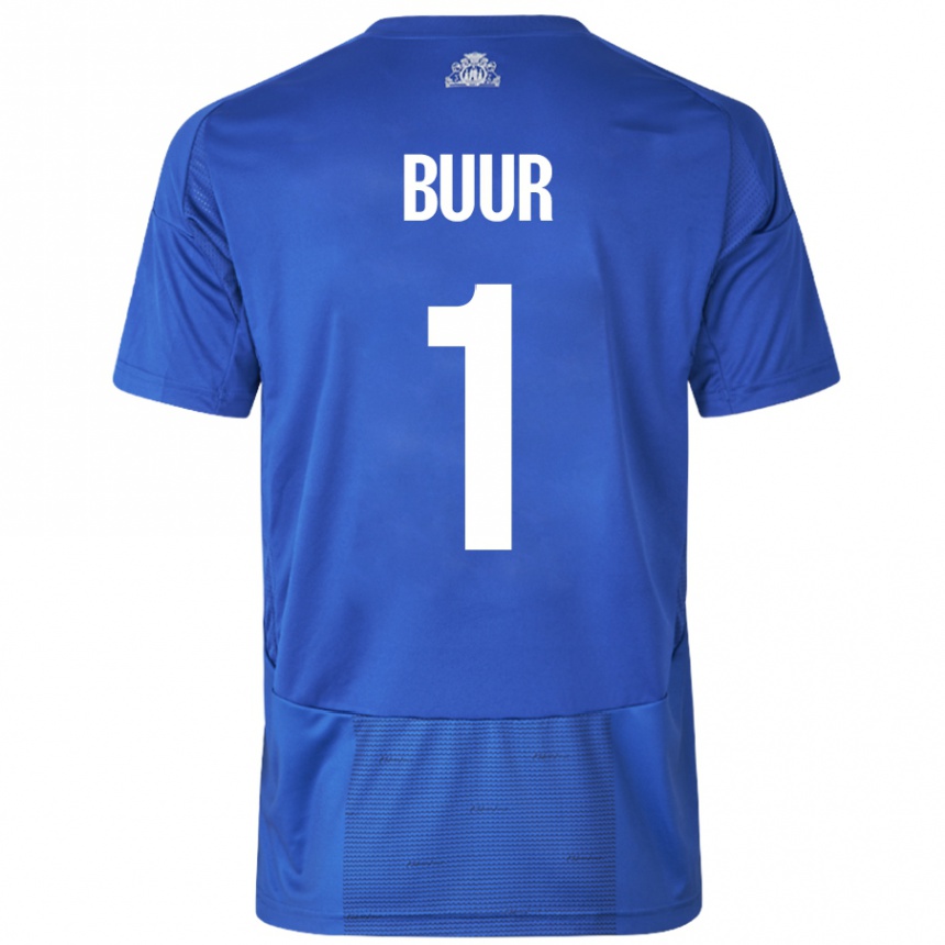 Niño Fútbol Camiseta Oscar Buur #1 Blanco Azul 2ª Equipación 2024/25