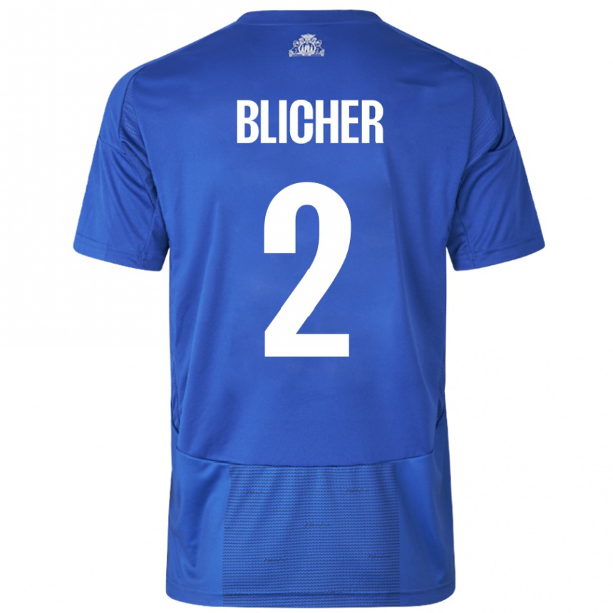 Niño Fútbol Camiseta Nicolai Blicher #2 Blanco Azul 2ª Equipación 2024/25