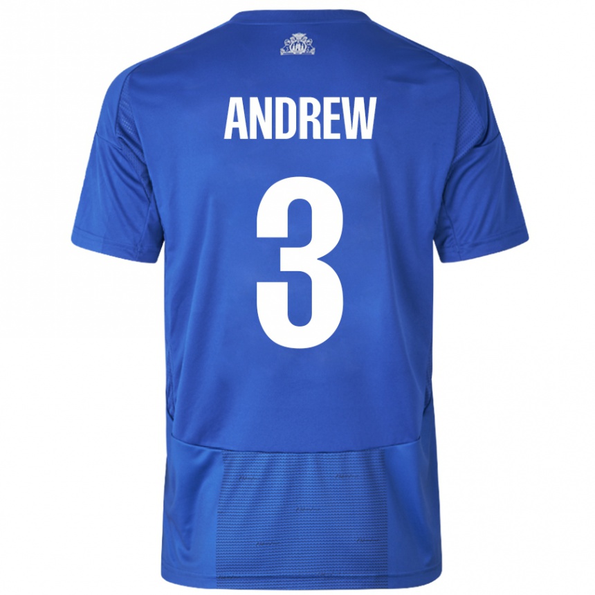 Niño Fútbol Camiseta Tristan Andrew #3 Blanco Azul 2ª Equipación 2024/25