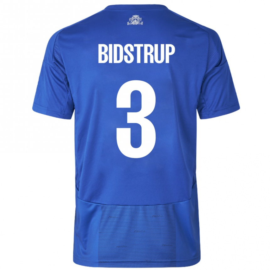 Niño Fútbol Camiseta Hjalte Bidstrup #3 Blanco Azul 2ª Equipación 2024/25