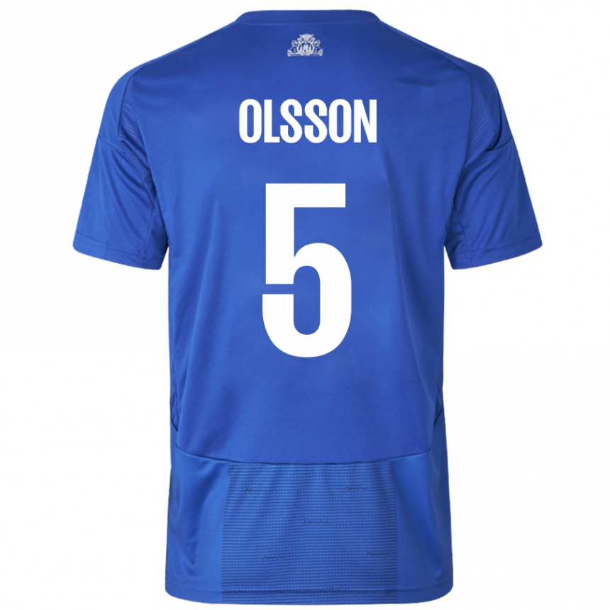 Niño Fútbol Camiseta Cornelius Olsson #5 Blanco Azul 2ª Equipación 2024/25