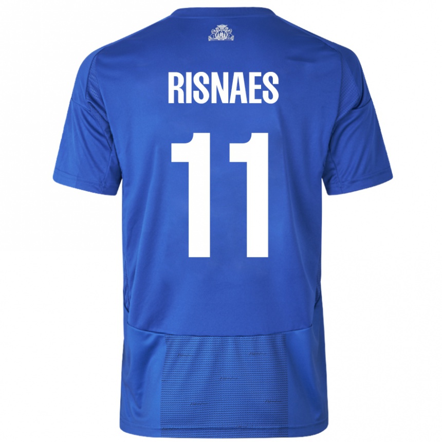 Niño Fútbol Camiseta Roberto Risnaes #11 Blanco Azul 2ª Equipación 2024/25