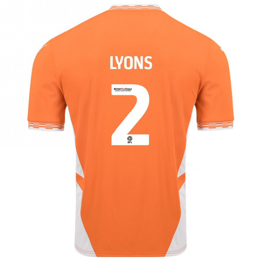 Hombre Fútbol Camiseta Andy Lyons #2 Naranja Blanco 1ª Equipación 2024/25