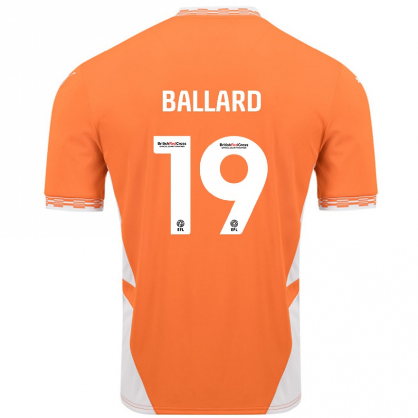 Hombre Fútbol Camiseta Dom Ballard #19 Naranja Blanco 1ª Equipación 2024/25