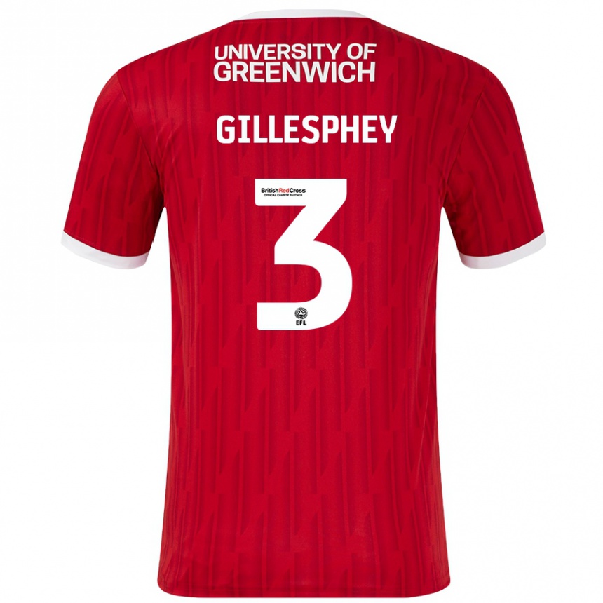 Hombre Fútbol Camiseta Macaulay Gillesphey #3 Rojo Blanco 1ª Equipación 2024/25