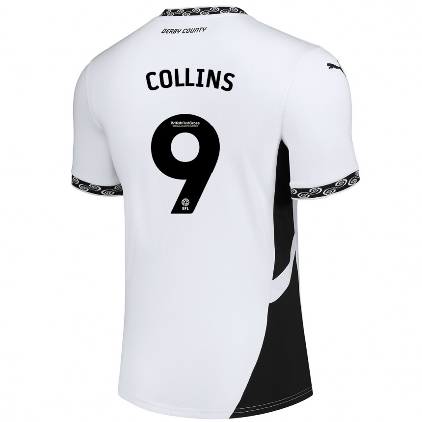 Hombre Fútbol Camiseta James Collins #9 Blanco Negro 1ª Equipación 2024/25