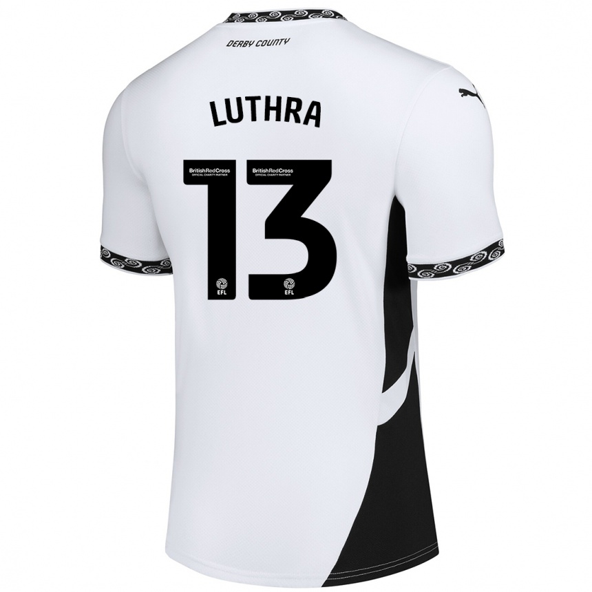 Hombre Fútbol Camiseta Rohan Luthra #13 Blanco Negro 1ª Equipación 2024/25