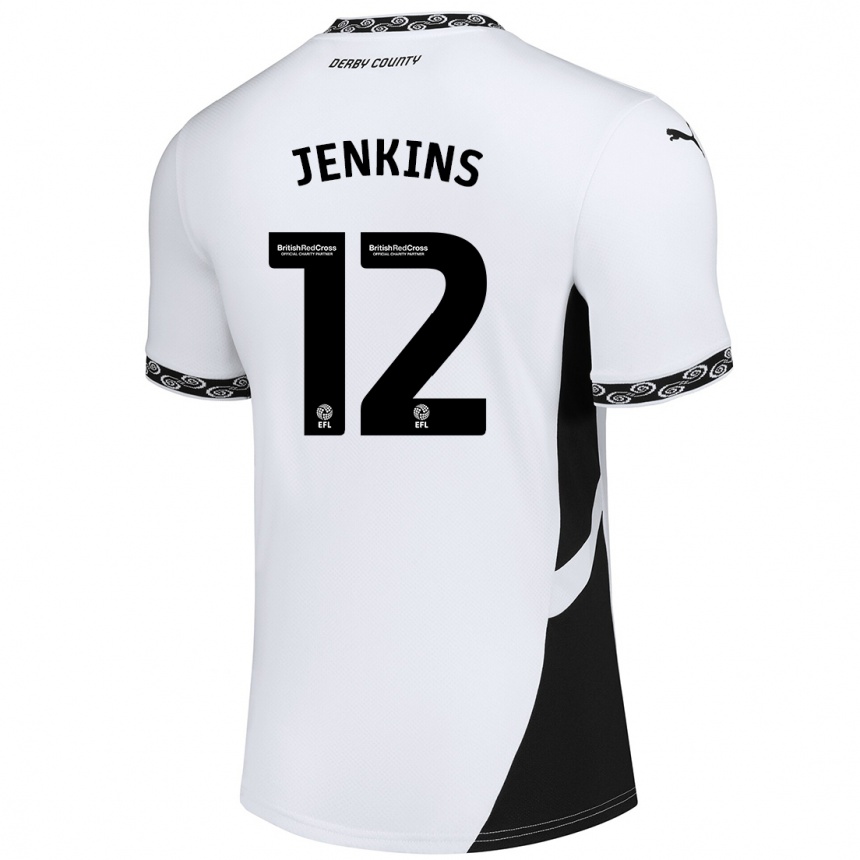 Hombre Fútbol Camiseta Camille Jenkins #12 Blanco Negro 1ª Equipación 2024/25