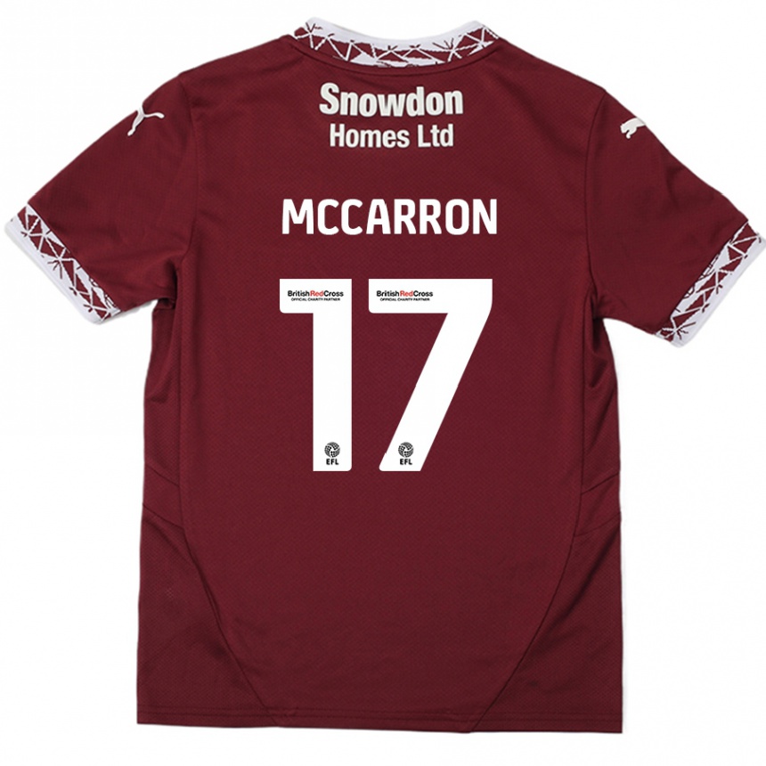 Hombre Fútbol Camiseta Liam Mccarron #17 Borgoña 1ª Equipación 2024/25