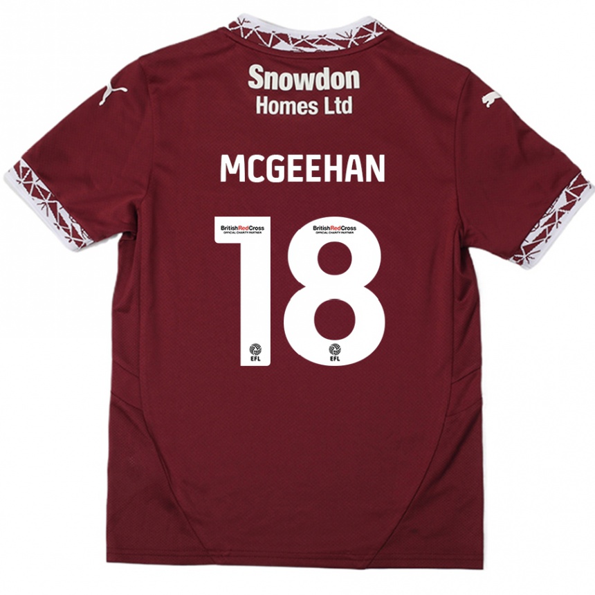 Hombre Fútbol Camiseta Cameron Mcgeehan #18 Borgoña 1ª Equipación 2024/25