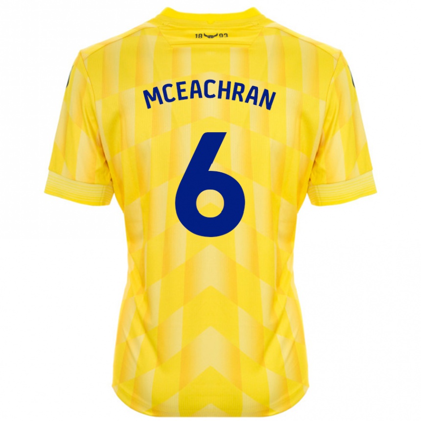 Hombre Fútbol Camiseta Josh Mceachran #6 Amarillo 1ª Equipación 2024/25