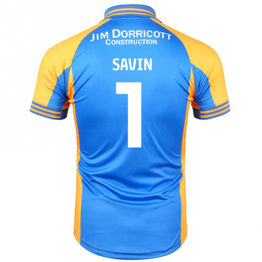 Hombre Fútbol Camiseta Toby Savin #1 Azul Ámbar 1ª Equipación 2024/25