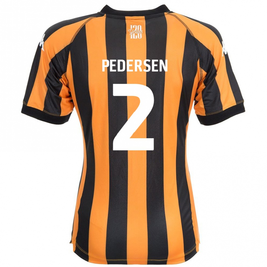 Hombre Fútbol Camiseta Eden Pedersen #2 Negro Ámbar 1ª Equipación 2024/25