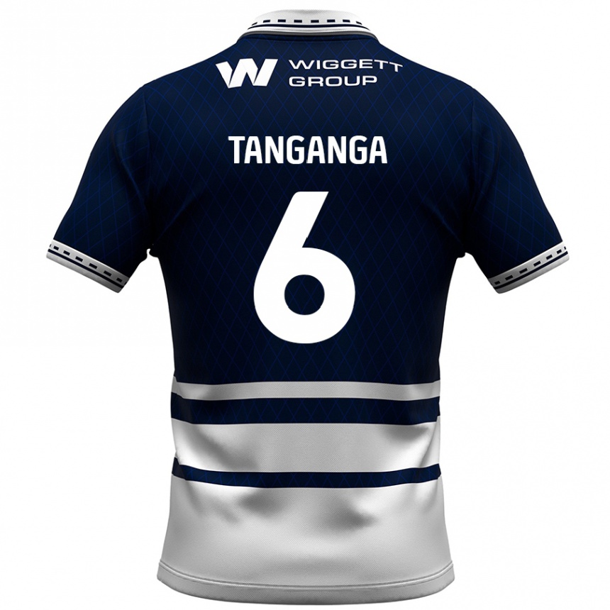 Hombre Fútbol Camiseta Japhet Tanganga #6 Azul Marino Blanco 1ª Equipación 2024/25