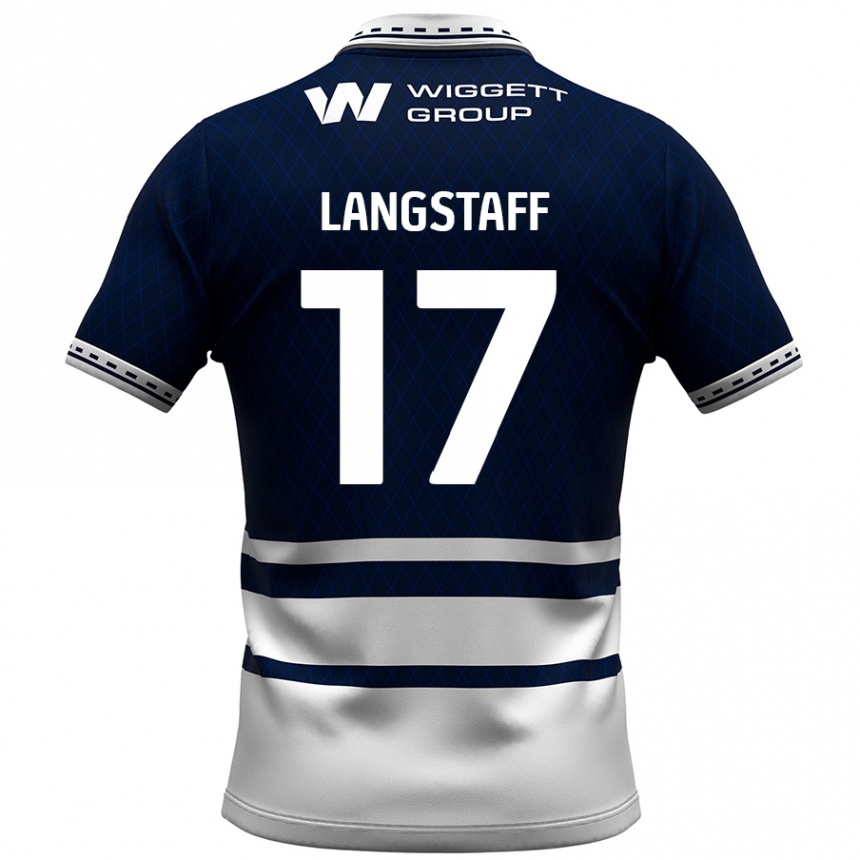 Hombre Fútbol Camiseta Macaulay Langstaff #17 Azul Marino Blanco 1ª Equipación 2024/25