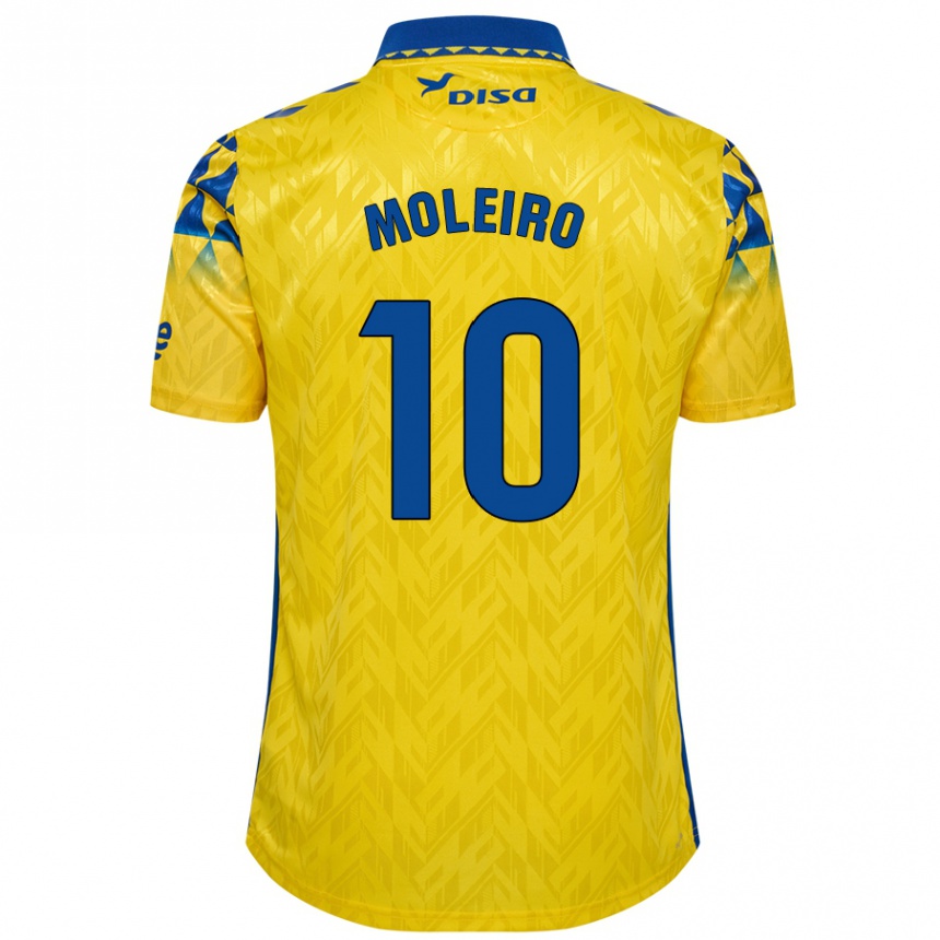 Hombre Fútbol Camiseta Alberto Moleiro #10 Amarillo Azul 1ª Equipación 2024/25