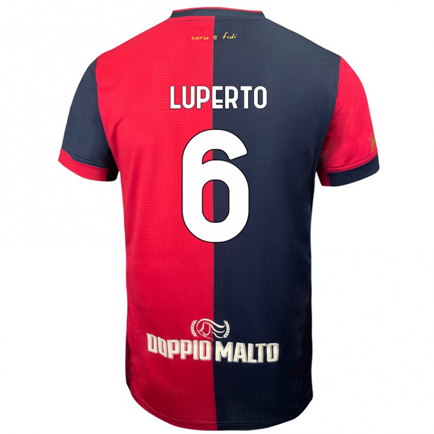 Hombre Fútbol Camiseta Sebastiano Luperto #6 Rojo Azul Más Oscuro 1ª Equipación 2024/25