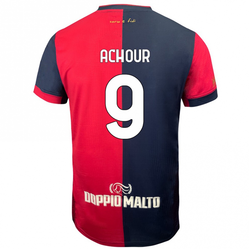 Hombre Fútbol Camiseta Sofiane Achour #9 Rojo Azul Más Oscuro 1ª Equipación 2024/25