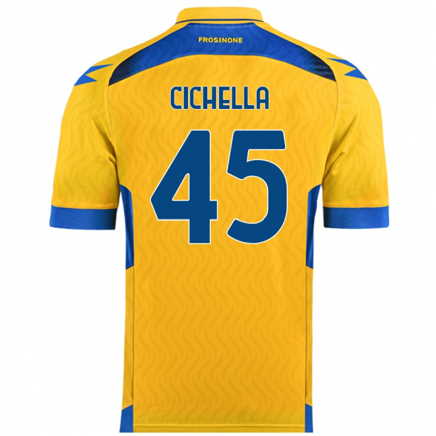 Hombre Fútbol Camiseta Matteo Cichella #45 Amarillo 1ª Equipación 2024/25