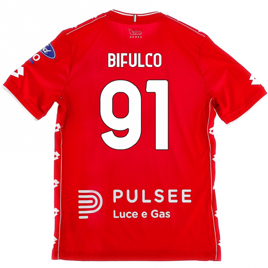 Hombre Fútbol Camiseta Davide Bifulco #91 Rojo Blanco 1ª Equipación 2024/25