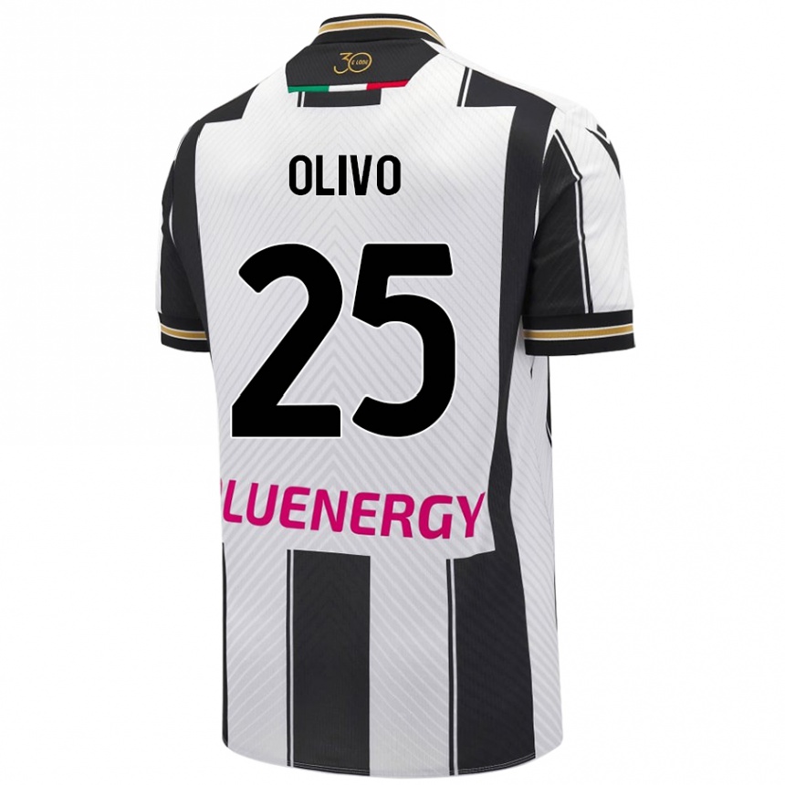 Hombre Fútbol Camiseta Gioele Olivo #25 Blanco Negro 1ª Equipación 2024/25