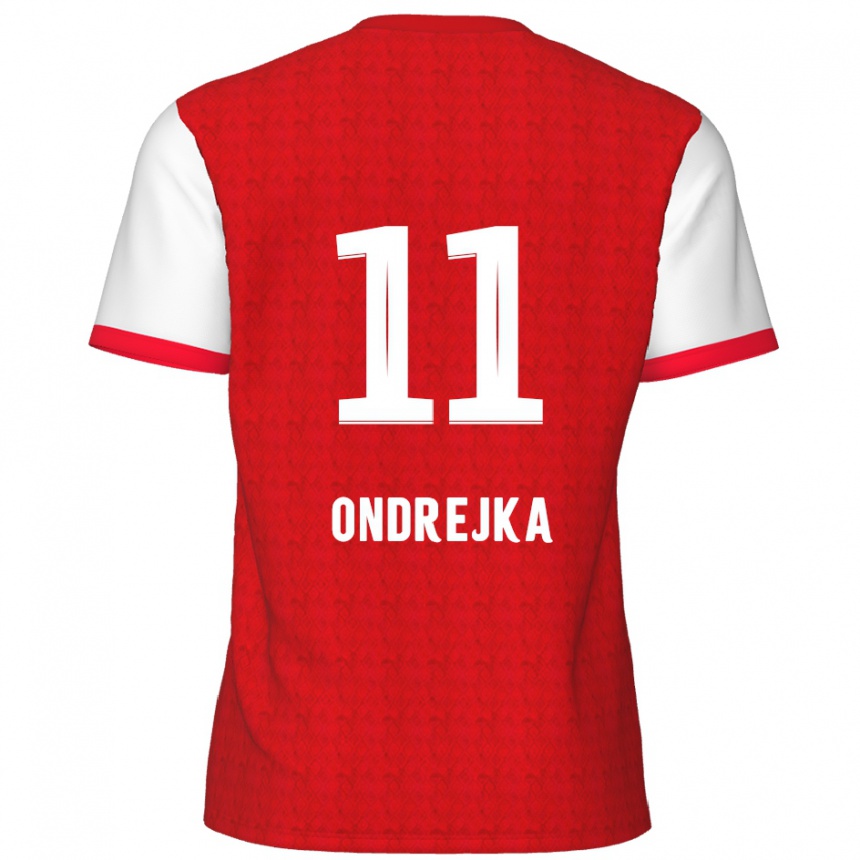 Hombre Fútbol Camiseta Jacob Ondrejka #11 Rojo Blanco 1ª Equipación 2024/25