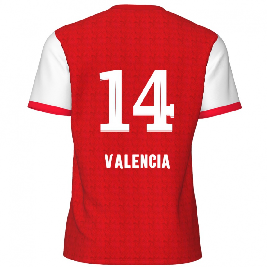 Hombre Fútbol Camiseta Anthony Valencia #14 Rojo Blanco 1ª Equipación 2024/25