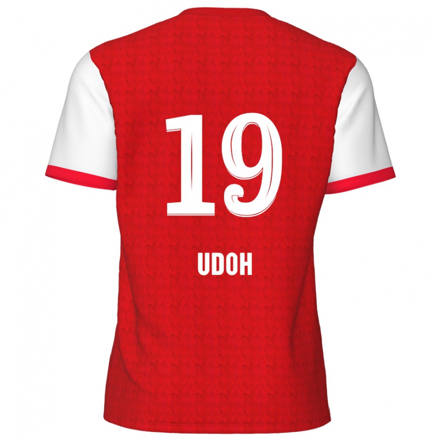 Hombre Fútbol Camiseta Victor Udoh #19 Rojo Blanco 1ª Equipación 2024/25