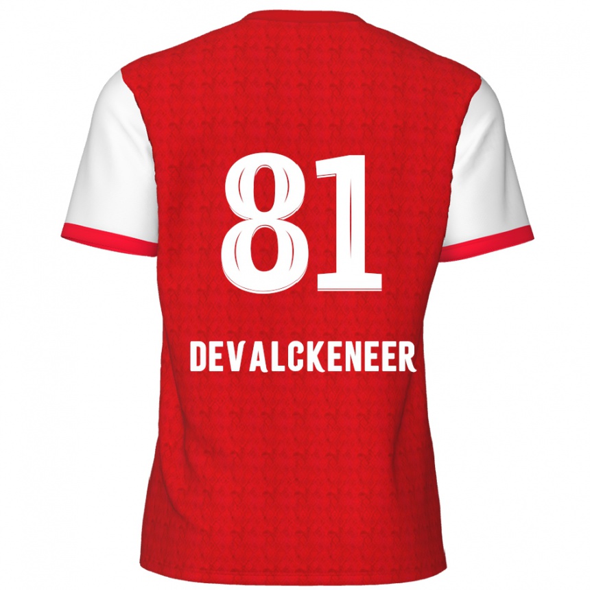 Hombre Fútbol Camiseta Niels Devalckeneer #81 Rojo Blanco 1ª Equipación 2024/25