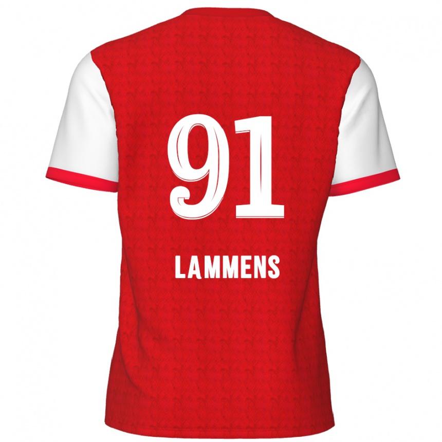 Hombre Fútbol Camiseta Senne Lammens #91 Rojo Blanco 1ª Equipación 2024/25