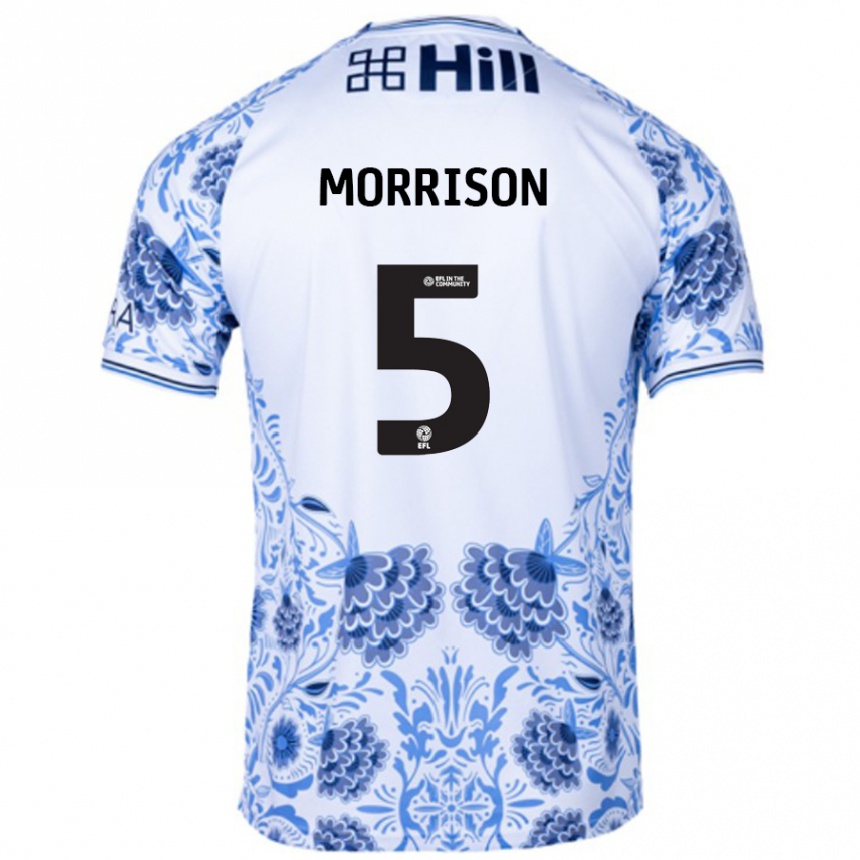 Hombre Fútbol Camiseta Michael Morrison #5 Blanco Azul 2ª Equipación 2024/25