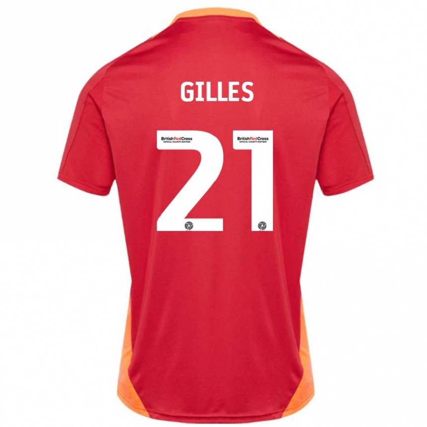 Hombre Fútbol Camiseta Sophie Gilles #21 Azul Blanquecino 2ª Equipación 2024/25