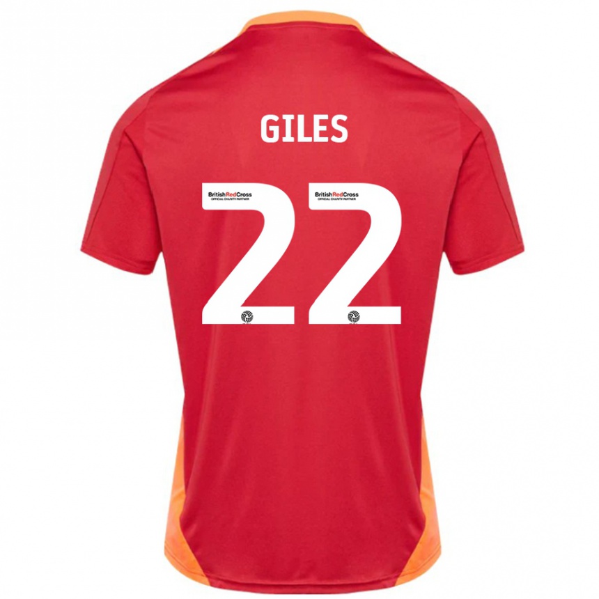 Hombre Fútbol Camiseta Olivia Giles #22 Azul Blanquecino 2ª Equipación 2024/25