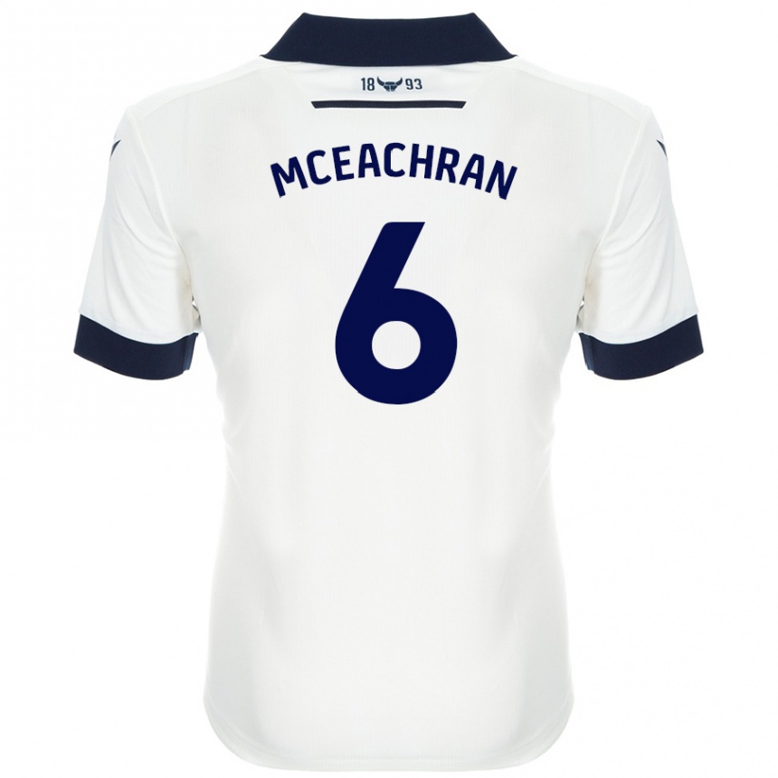 Hombre Fútbol Camiseta Josh Mceachran #6 Blanco Azul Marino 2ª Equipación 2024/25