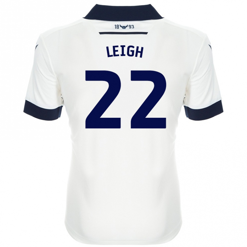 Hombre Fútbol Camiseta Greg Leigh #22 Blanco Azul Marino 2ª Equipación 2024/25