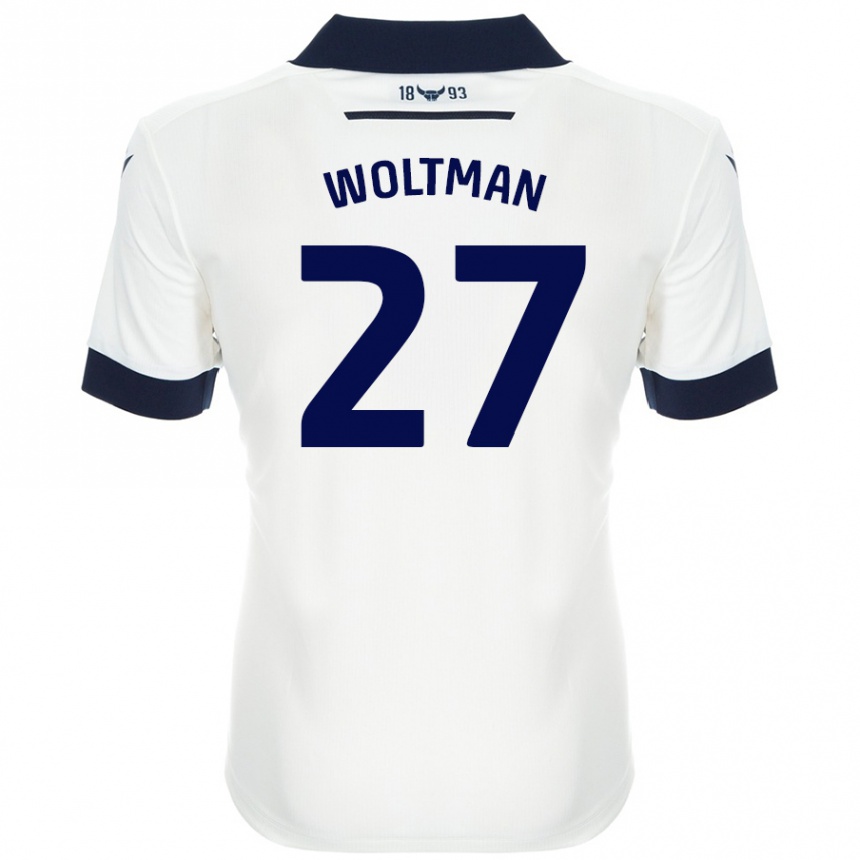 Hombre Fútbol Camiseta Max Woltman #27 Blanco Azul Marino 2ª Equipación 2024/25