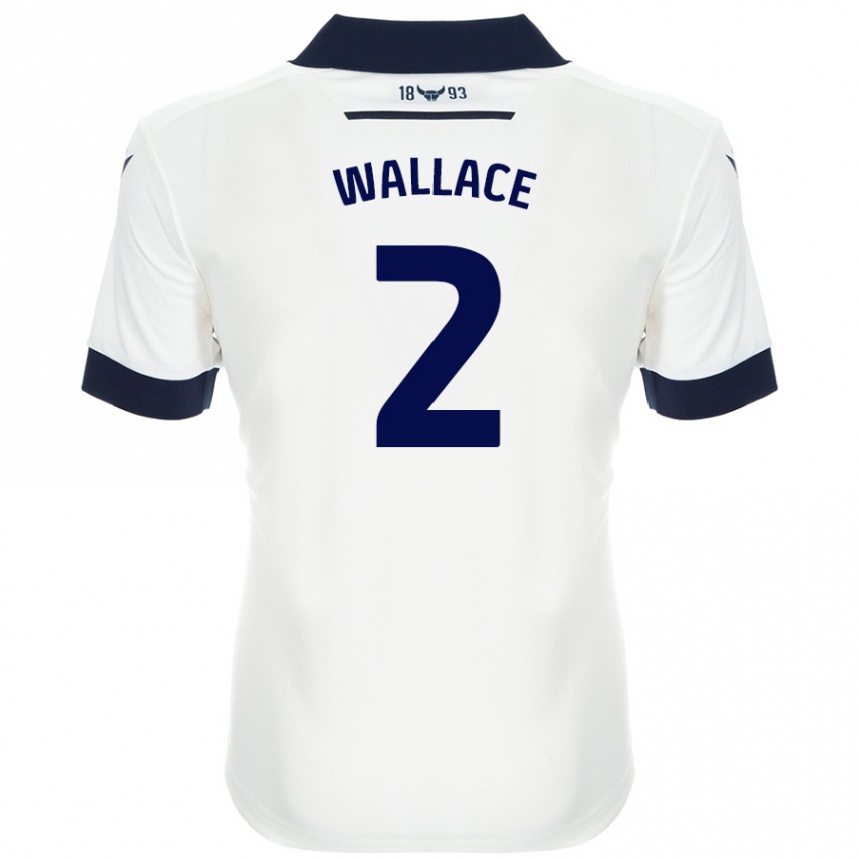 Hombre Fútbol Camiseta Emily Wallace #2 Blanco Azul Marino 2ª Equipación 2024/25