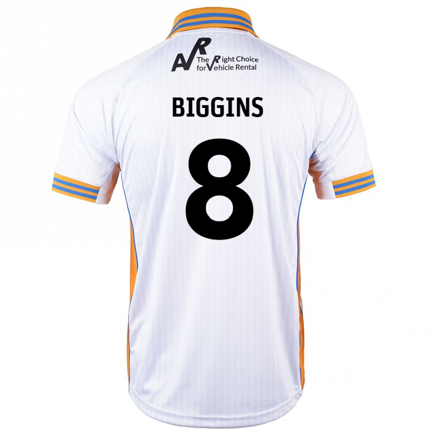 Hombre Fútbol Camiseta Harrison Biggins #8 Blanco 2ª Equipación 2024/25