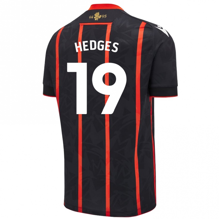 Hombre Fútbol Camiseta Ryan Hedges #19 Negro Rojo 2ª Equipación 2024/25