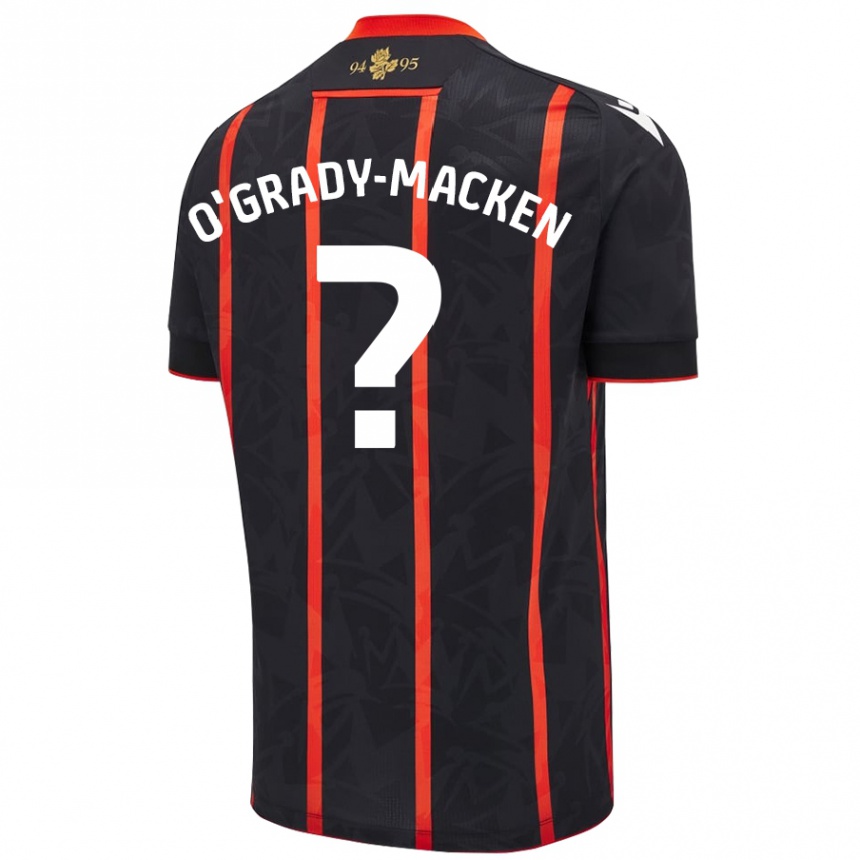 Hombre Fútbol Camiseta Harley O'grady-Macken #0 Negro Rojo 2ª Equipación 2024/25