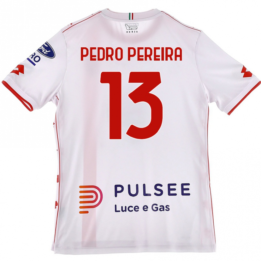 Hombre Fútbol Camiseta Pedro Pereira #13 Blanco Rojo 2ª Equipación 2024/25