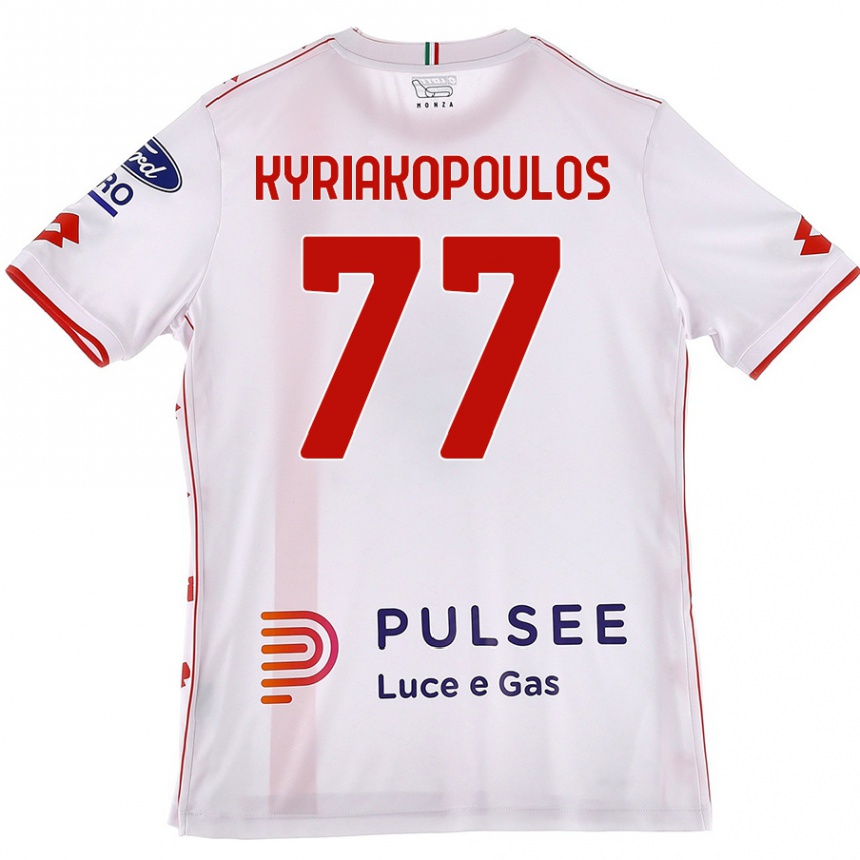 Hombre Fútbol Camiseta Georgios Kyriakopoulos #77 Blanco Rojo 2ª Equipación 2024/25