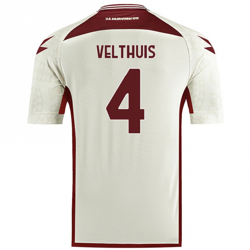 Hombre Fútbol Camiseta Tijs Velthuis #4 Color Crema 2ª Equipación 2024/25