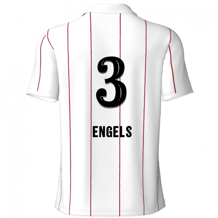 Hombre Fútbol Camiseta Björn Engels #3 Blanco Negro 2ª Equipación 2024/25