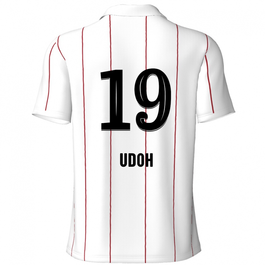 Hombre Fútbol Camiseta Victor Udoh #19 Blanco Negro 2ª Equipación 2024/25