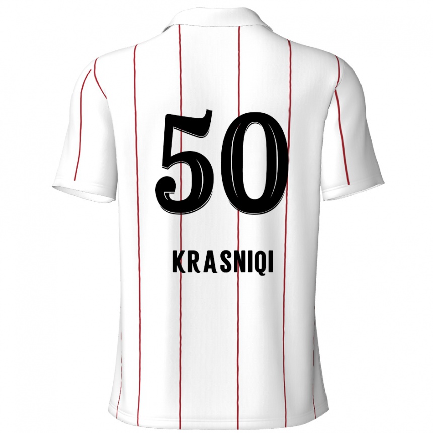 Hombre Fútbol Camiseta Laurit Krasniqi #50 Blanco Negro 2ª Equipación 2024/25